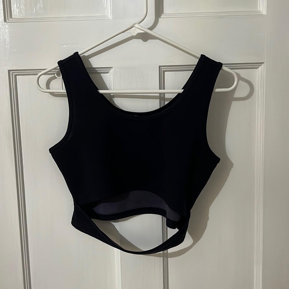 navy cutout crop tank